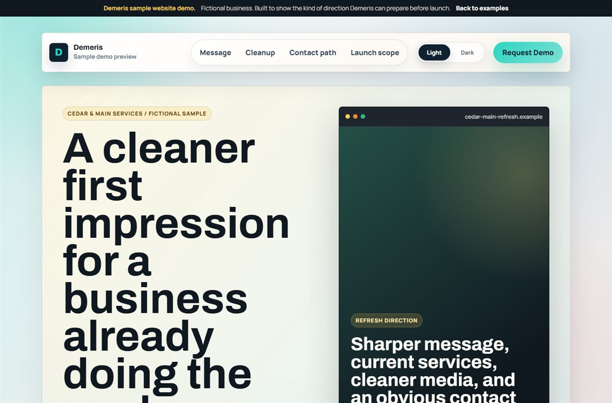Refresh sample website screenshot