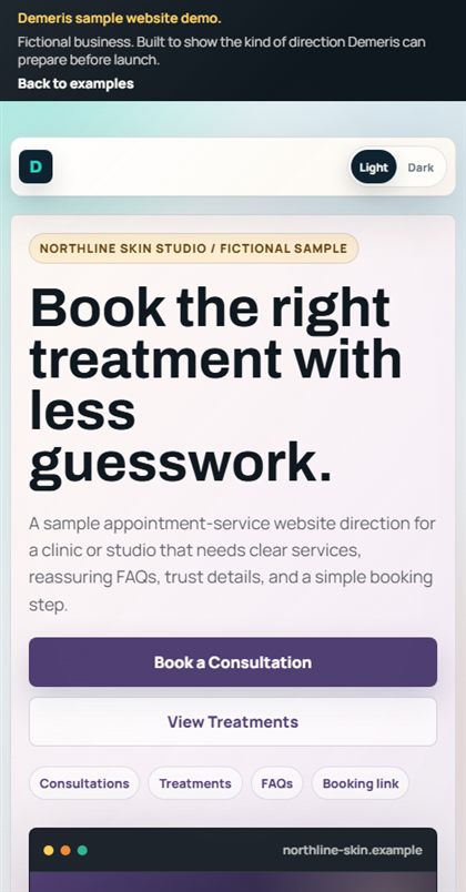 Wellness appointment sample mobile screenshot